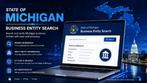 State of Michigan Business Entity Search for finding Michigan business information.
