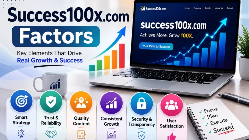 Success100x.com Factors highlighting key elements, features, growth strategies, security, transparency, and user experience.
