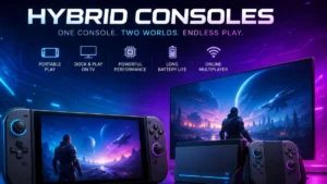 Hybrid Consoles combining powerful gaming technology with portable and flexible gameplay features.