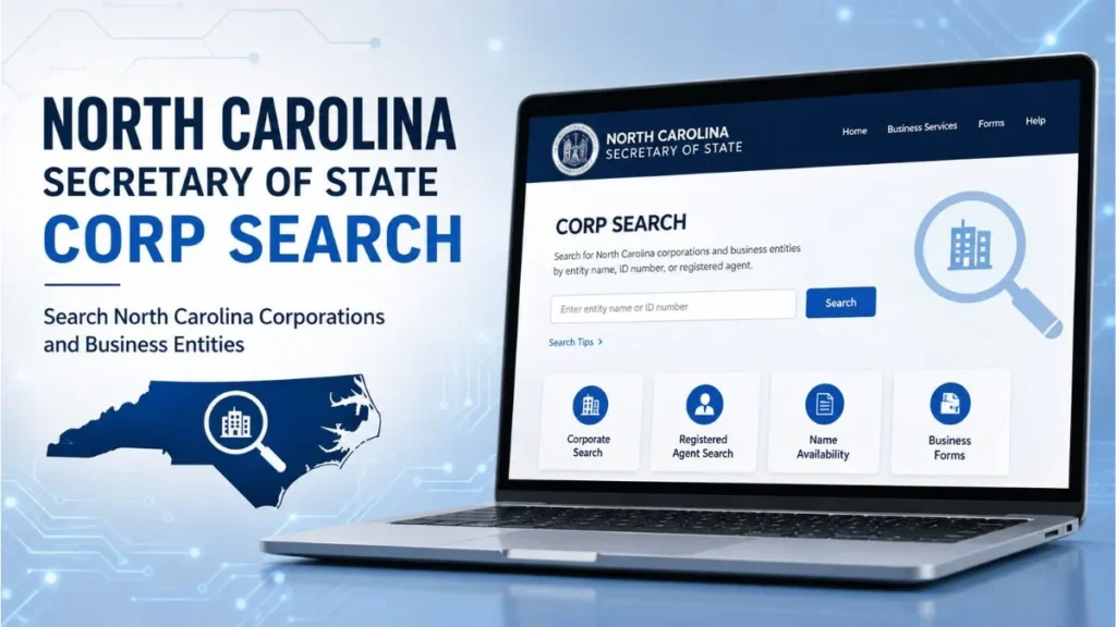 North Carolina Secretary of State corp search for finding business entity records and corporate information.