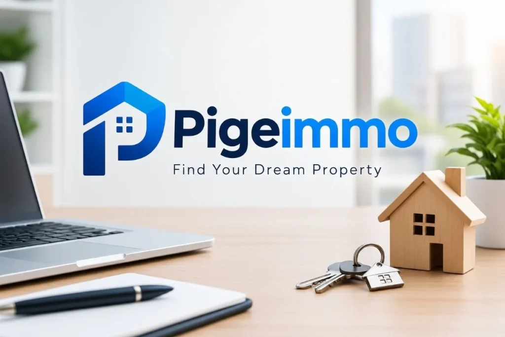 Pigeimmo real estate platform for finding dream properties with a modern house and property search concept.