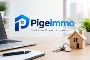 Pigeimmo real estate platform for finding dream properties with a modern house and property search concept.