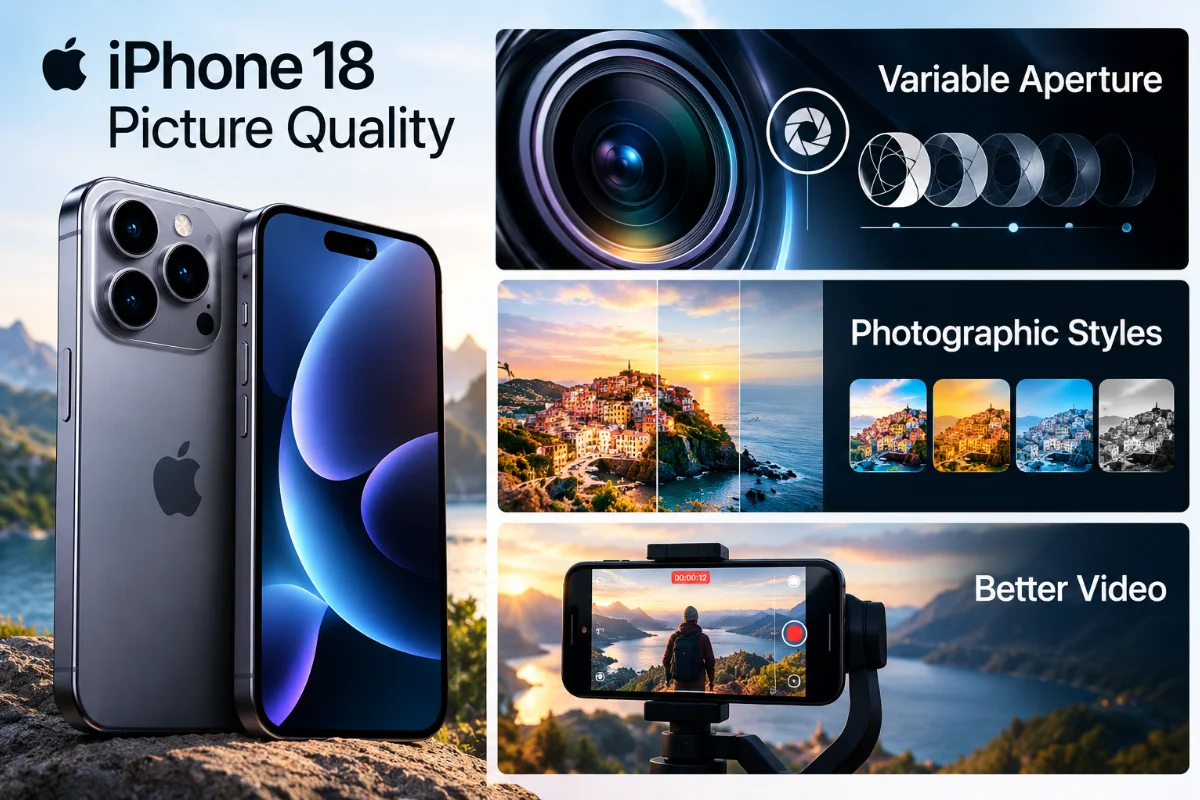 Visual representation of the iPhone 18 Pro max, highlighting its premium build and advanced photography capabilities.