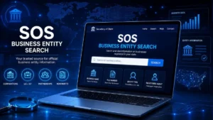 Ohio SOS Business Entity Search – a technology-focused graphic illustrating the Ohio Secretary of State business entity search and online business registration lookup.