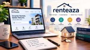 Renteaza online guide showing platform features, safety checks, privacy information, and verification tips.